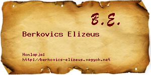 Berkovics Elizeus névjegykártya